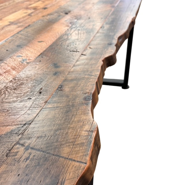 Polished End Grain Reclaimed Pine Dining Table