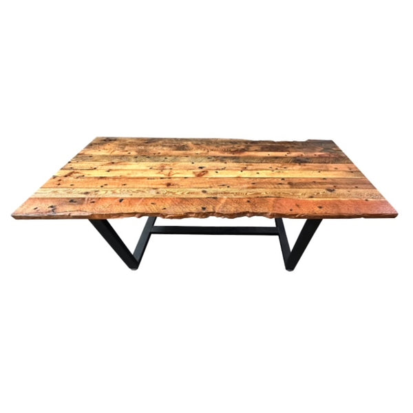 Polished End Grain Reclaimed Pine Dining Table