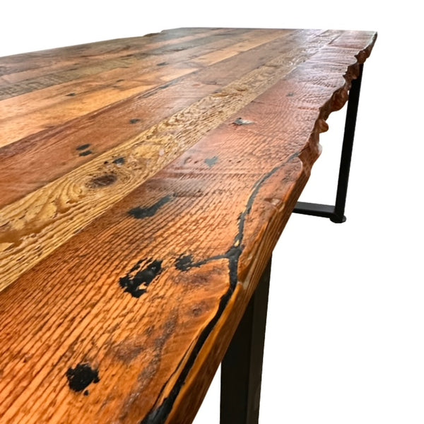Polished End Grain Reclaimed Pine Dining Table