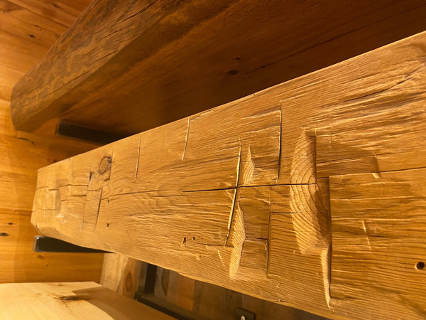 Reclaimed Hand Hewn Timber Mantel