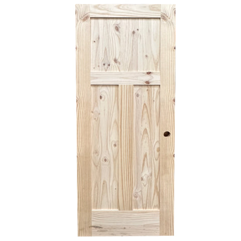 Knotty Pine 3-Panel Door Slab