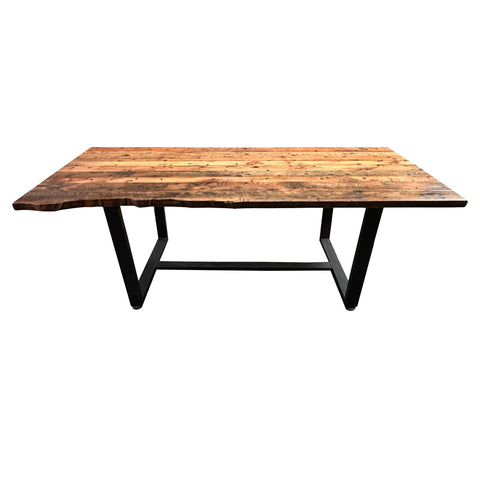 Polished End Grain Reclaimed Pine Dining Table