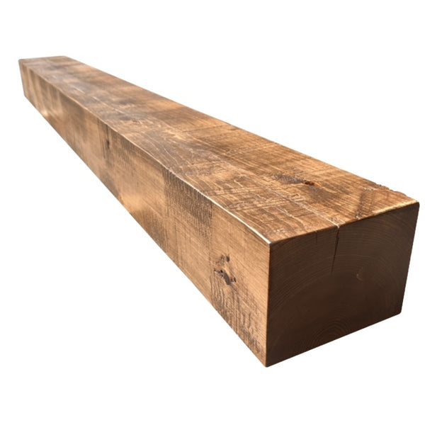 Rough Sawn Pine Hewn Mantel